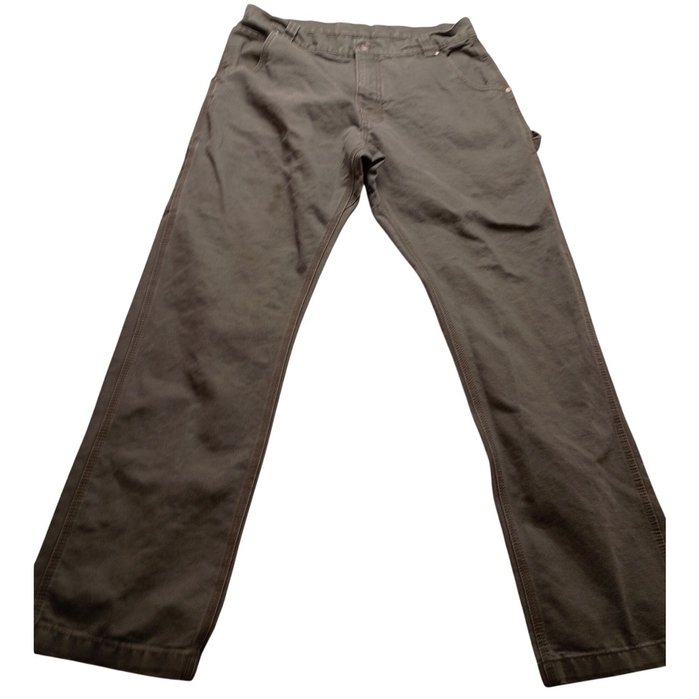 Craftsman Men's Utility Work Pants Olive Green Canvas Carpenter Straight Leg